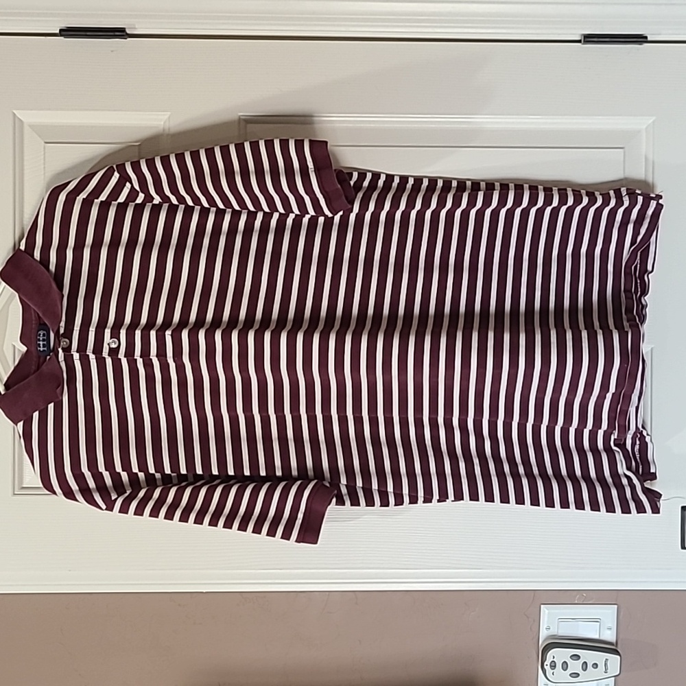 Harbor Bay Men’s Polo Shirt, 3XLT, Maroon Stripe